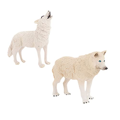 Alasum 2St Schnee Wolf Ornamente Wilde Tierfiguren Wolf Figur Dschungeltierfiguren Zootierfiguren wohnraumdeko Kinder Lernspielzeug Wildtier Spielzeug Simulationstiermodell PVC Weiß von Alasum