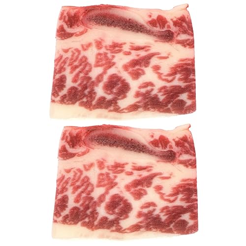 Alasum 2St Simulationsrindfleischmodell Fleisch-Stütze realistisches Essen gefälschte Fleischstütze künstliches Steak hühner Spielzeug hausdeko Kochspielzeug gekochtes Fleisch-Modell PVC von Alasum