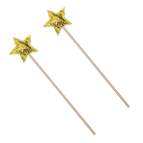 Alasum 2St Zauberstab E-Mädchen-Kleidung Sterne Feenstäbe stecken Glitzer-Fee-Sticks Fairy Wand partyzubehör Kinder Toy Zauberstäbe der Engelsfee Cosplay-Gefälligkeiten-Stick Stoff Golden von Alasum