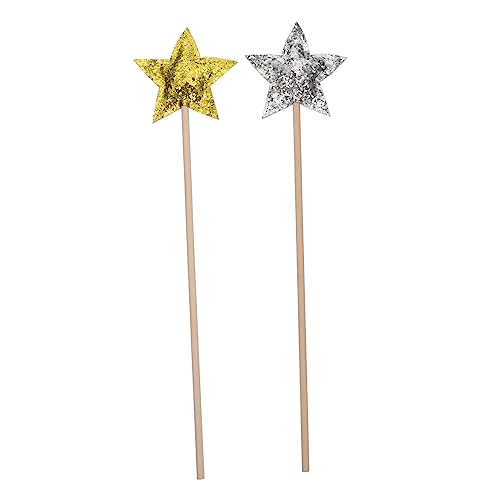 Alasum 2St Zauberstab zarter Feenstab Glitzer-Fee-Cosplay-Stick Prinzessin Zauberstäbe Partyzauberstäbe für Stützstab Spielzeug Fairy Wand Premium-Feenstab sternförmiger Feenstab hölzern von Alasum