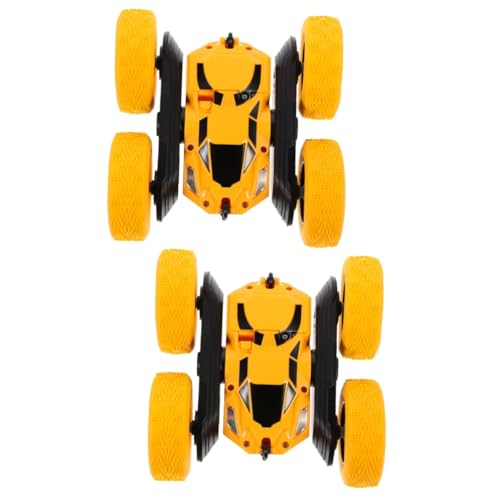 Alasum 2st Doppelseitiges Stuntauto Autospielzeug Rc Geländewagen Spezielles Stuntauto Doppelseitiges Rc-stuntauto Doppelseitige Flips Fahrzeuge Stunt-Auto-Spielzeug Plastik Yellow von Alasum