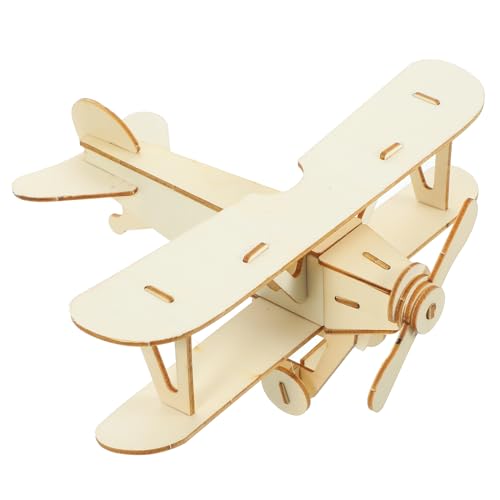 Alasum 2 StüCk Holz DIY Jigsaw Puzzle, Handgemachtes 3D Bausatz Flugzeug Modellspielzeug FüR Kinder Ab 2 Jahren, Kreatives Bastelset in Holzfarbe von Alasum