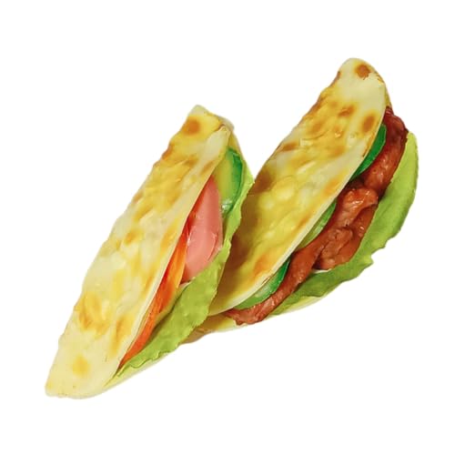 Alasum 2st Handkuchenmodell Simulations-Taco-Modell Simulation Gekochter Pfannkuchen Food-Modell Gefälschtes Pfannkuchenmodell Gefälschte Lebensmittel Realistisch Künstliche Nahrung PVC von Alasum