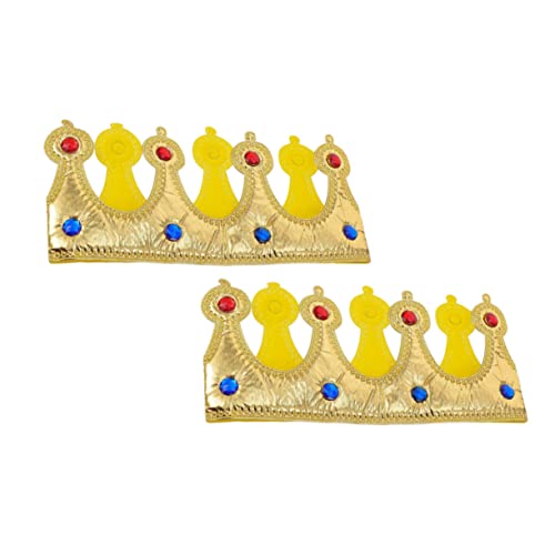 Alasum 2st Krone Geburtstagshut -outfits Geburtstagskrone Performance-requisiten König Kronkorken Kinderkönigskronen Tiara-stirnband Kostüm Kronen Kuchen Topper Babykrone Tuch Golden von Alasum