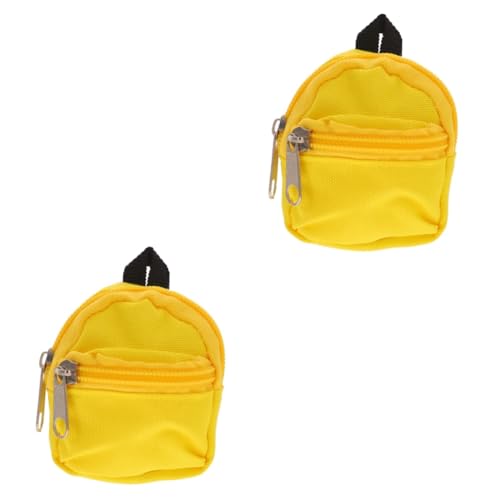 Alasum 2st Puppenrucksack Rucksack Für Puppen Schulranzen-Ornament Büchertasche Spielzeug Mini-puppentasche Wiedergeborene Puppe Kleine Zubehör Für Babypuppen Puppen Polyester Yellow von Alasum