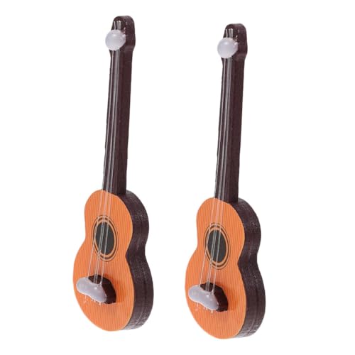 Alasum 2st Simulation Gitarre Mini-gitarrenfigur Als Ornament Puppenhauszubehör Gitarren-Desktop-Ornament Puppenhaus-miniaturgitarre Miniaturgitarrenmodell Musikinstrumentenmodell Hölzern von Alasum