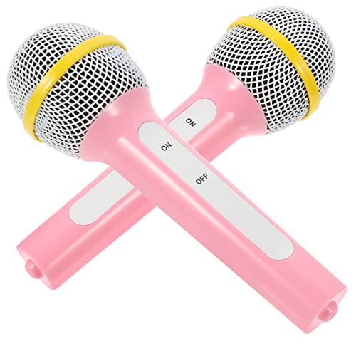 Alasum 2st Simuliertes Mikrofon Karaoke Partygeschenke Kindermikrofonmodell Cosplay-zubehör Cosplay Spielmikrofon Kreative Mikrofonstütze Mikrofon Plastik Rosa von Alasum