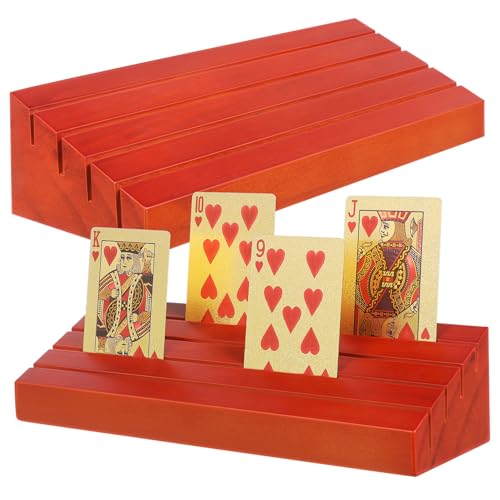 Alasum 2st Spielkartensockel Aus Holz Flash-kartenhalter Kartenfächer Für Spielkarten Spielkartenständer Spielkartenfach Ablagegestelle Für Spielkarten Canasta-kartenhalter Kiefernholz von Alasum