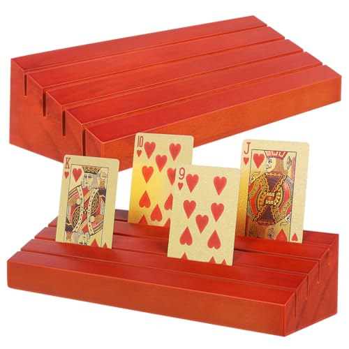 Alasum 2st Spielkartensockel Aus Holz Kartenspieltablett Spielkarten-Display-tablett Halter Spielen Basis Für Spielkarten Spielkartenbasis Kartenfach Kartensortierfach Brown Kiefernholz von Alasum