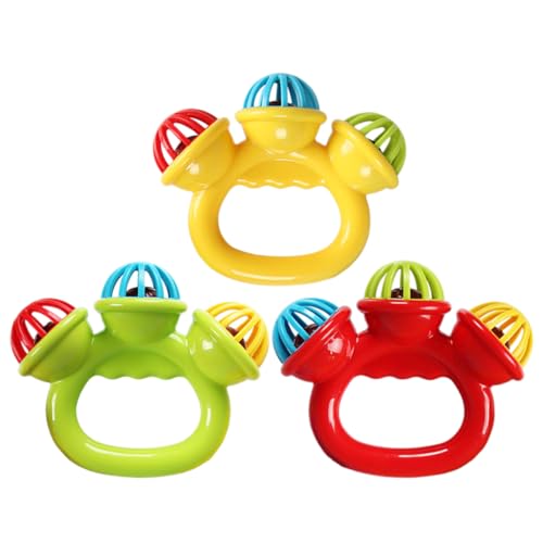 Alasum Greifspielzeug Baby 3er Set Handglocken Für Kleinkinder Bunte Plastikrasseln Mit Für Babys Jingle Bells Musikinstrumente Für Frühe Entwicklung Und Spielzeit Baby Sensorik Spielzeug von Alasum