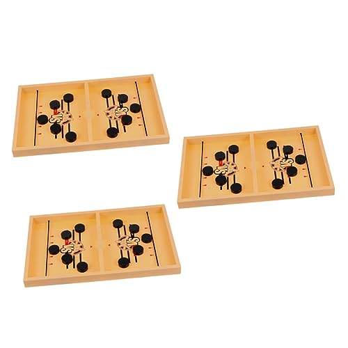 Alasum 3 Kisten hüpfendes Schach interaktives Spielzeug familienspiele Tischhockey Tischspiel Puck-Schießen Schachbrett für Kinder Airhockey-Pucks Schachspiel Katapultschach Holz von Alasum