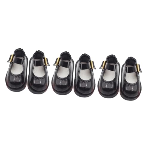 Alasum 3 Paare Puppenschuhe Kinder kindergeschenke Puppen Bastelset Miniaturpuppen Mädchenspielzeug Zubehör zur Herstellung von Puppenspielzeug Stoffschuhe Puppendekor Black von Alasum