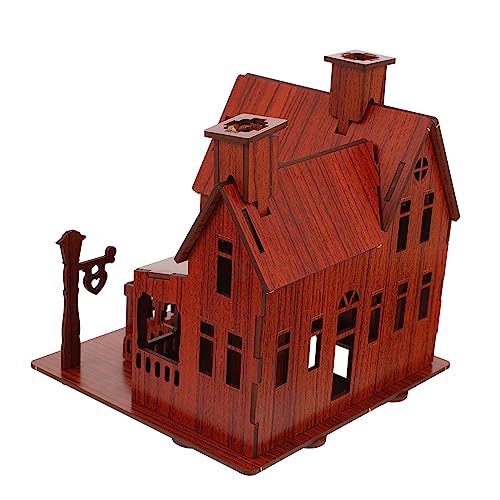 Alasum 3 STK 3D- -Puzzle Kreatives Puzzle-Spielzeug Musterhaus 3D- Bauen Spielzeug Zusammen Würfelpuzzle Modell Montagehaus Bausatz Puzzle Kinder 3D-hausmodell Spielzeug Holz Brown von Alasum