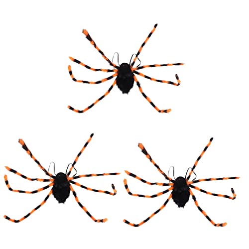 Alasum 3 STK Halloween-Spinnen-Rucksack Simulation Spinnenrequisiten Insekt Halloween-spinnenmodell Plüschtiermodell Lebendige Spinne Flauschige Kuscheltiere Plüschtiere Orange Stoff von Alasum