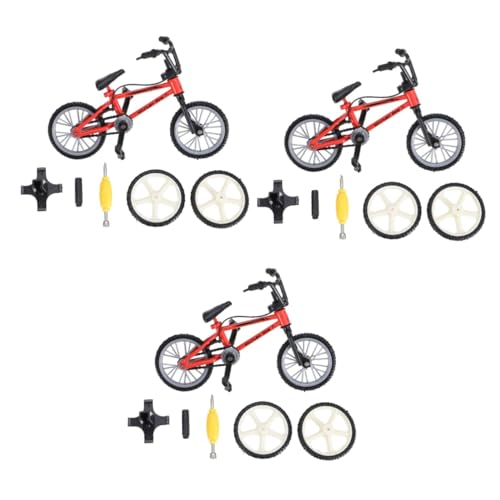 Alasum 3 Sätze Fingerrad Fingerspielzeug die wackelnden Spielzeuge Miniaturornament Mini-Fingerbike Spielzeug für Kinder kinderspielzeug Fingerfahrräder Mini-MTB Aluminiumlegierung rot von Alasum