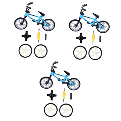 Alasum 3 Sätze Fingerrad Mini-MTB Fingerspielzeug Mini-Bikes Fahrradspielzeug Finger-Mini-Fahrrad Fingerfahrräder Mini-fingerbike Miniaturen Miniaturfiguren Modell Blue Aluminiumlegierung von Alasum