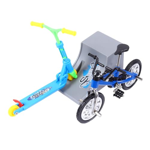 Alasum 3 Sätze Fingerrad Miniaturen Micro-Mini-Scooter Miniaturbausatz Mini-Bikes Finger Skateboard Set Finger Scooter Fingersportspielzeug zusammenklappbares Rollerspielzeug Plastik Blue von Alasum