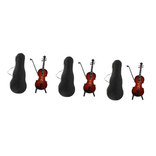 Alasum 3 Sätze Geigenmodell Dekoratives Musikinstrument-Ornament Exquisite Miniaturgeige Violine Miniaturdekoration Mini-instrumentenschmuck Musikinstrument Miniatur Geigenornament Linde von Alasum