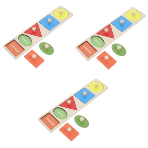 Alasum 3 Sätze Geometrische Tafeln Rätsel für Kleinkinder Steckpuzzle jeden Kinder Puzzle rätselbuch Kinder Spielzeug Puzzlematte Kleinkindspielzeug Formen Rätsel Spielzeug Holz von Alasum