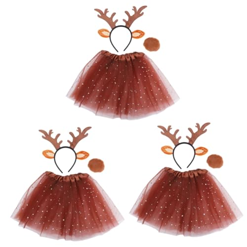 Alasum 3 Sätze Geweih-stirnband-set Haarband Mit Tierohren Halloween-rentierkostüm Hirsch Cosplay Kostüm Rentiergeweih Stirnband Rentier Kostüm Hirschschwanz Brown Kurzer Plüsch von Alasum