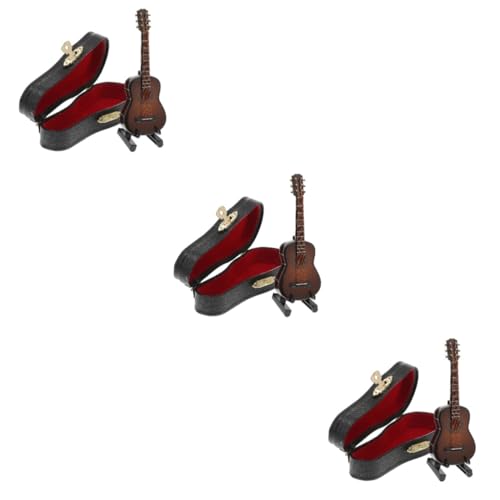 Alasum 3 Sätze Gitarrenmodell Kleine Gitarre Mini-Gitarre Kinder Gitarre Puppenhaus-miniaturgitarre Mini-musikinstrumentenmodell Musikspielzeug Für Babys Spielzeuge Coffee Kupferdraht von Alasum