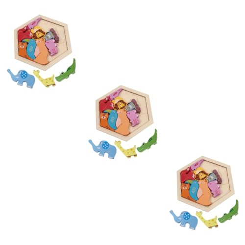 Alasum 3 Sätze Holzblock Spielzeuge Reisespielzeug Für Babys Tier Puzzles Kind Waldtier-Puzzle Alphabet-Puzzle Tier-Puzzle-Spielzeug Spielzeug Für Jungen Ab 1 Jahr Colorful Hölzern von Alasum