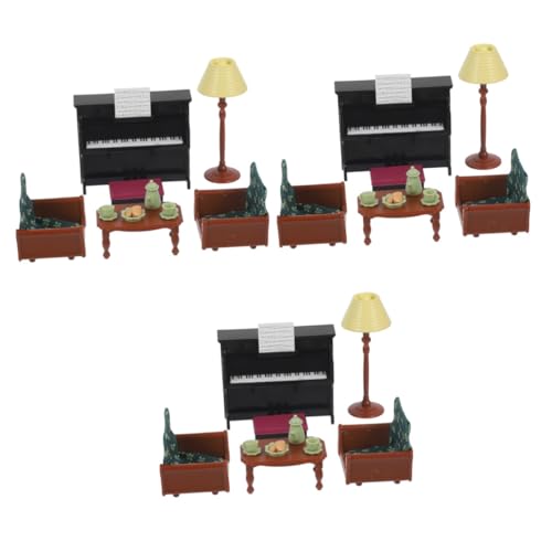 Alasum 3 Sätze Klaviersofa-Spielzeug puppenhaus Klavier Set Miniaturklavierset Pianospielzeug Miniatur-Wohnzimmermöbel 1/12 Miniaturmöbel Kinderspielzeug Mini-Hausmöbel Piano-Modell Stoff von Alasum