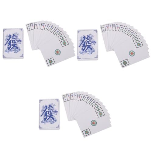 Alasum 3 Sätze Mahjong-Poker Chinesisches Mahjong-Kartenset Tragbares Mahjong-Kartenset Requisiten für Reisetischspiele entspannendes Mahjong-Kartenset tragbares Mahjong-Karten-Kit Papier von Alasum