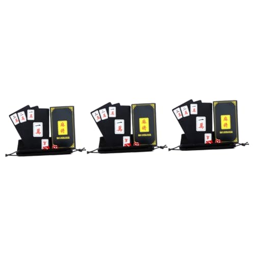 Alasum 3 Sätze PVC-Poker Kartenspielen Chinesische Mahjong-Spielkarten Kartenpoker Requisiten-Spielkarten pokerkarten kartenhalter Spielkarten Spielzeug wasserdichte Spielkarten Black von Alasum