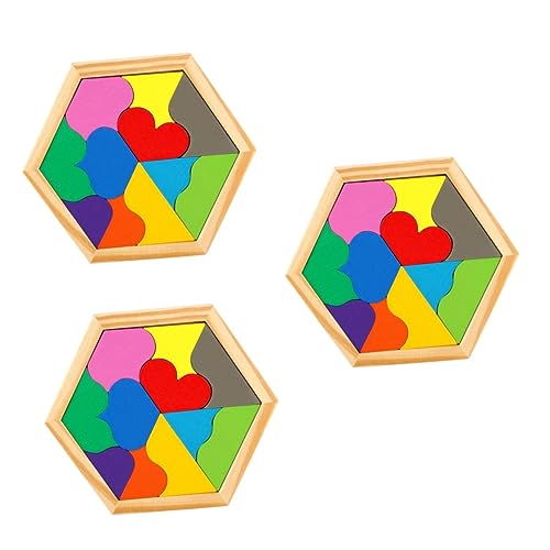 Alasum 3 Sätze Puzzle Geometrie Rätsel Kinder rätsel sicherheitsleine für Kinder rätselbuch Kinder holzrätsel kinderspielzeug Rätsel zum frühen Lernen Rätsel Spielzeug Bambus Colorful von Alasum