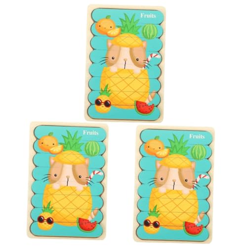 Alasum 3 Sätze Puzzle für Kinder Rätsel für Kinder Kinderpuzzle Kleinkind rätsel Puzzle-Spielzeug für Kinder Babyspielzeug Lernspielzeug aus Holz Gemüse-Obst-Puzzle-Spielzeug hölzern von Alasum