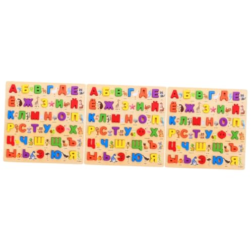 Alasum 3 Sätze Russisches Rätsel Alphabet-Puzzle-Brett Puzzle Für Kinder Lernpuzzle Für Kleinkinder Russisches Buchstabenrätsel Intelligentes Spielzeug Lernrätsel Kinderspielzeug Holz von Alasum