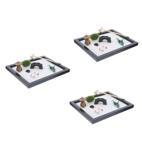 Alasum 3 Sätze Simulations-Sandtisch Sandbox-Figurenmodell Figuren dekor Tischdekoration Mikro Bonsai-Kit meditations meditieren basteln sandkasten Zen-Garten-Set Schreibtischschmuck Holz von Alasum