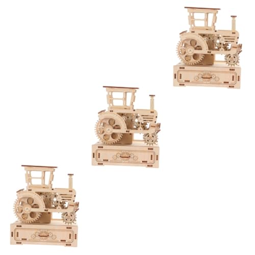 Alasum 3 Sätze Spieluhr Aus Holz Mähdrescher Modell Bausatz DIY Lernspielzeug Kinder 3D-Puzzle Lernspielzeug Für Kinder Kinder-Puzzle-Spielzeug Rätsel Für Kinder Brown Hölzern von Alasum