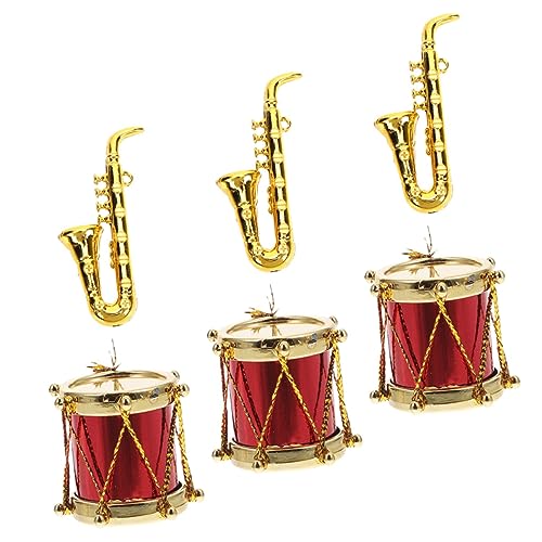 Alasum 3 Sätze winziges Saxofon Mini Saxophon Mini Schlagzeug Mini-Saxophon Puppenhaus-Musikinstrumente Mini-Musikinstrumente Miniatur winzige Trommel kleines Musikinstrument von Alasum