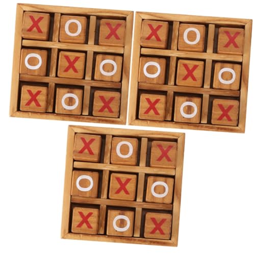 Alasum 3 Sätze xo Schach Ticktakt Desktop-Sportspiele Tic-Toe-Spiel tragbar Reisespiel für Erwachsene Dekor Kinder Puzzle rätselbuch Kinder Family Games Zehenspiel -Toe-Brettspiel hölzern von Alasum