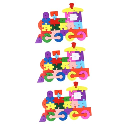 Alasum 3 Stück 26 Kinder Rätseln Kinderspielzeug Kreatives Spielzeug Bausteinspielzeug Kinderpuzzle Cartoon-Puzzle Puzzle-Spielzeug Gehirnspielzeug Puzzle-Puzzle Puzzlematte Hölzern von Alasum