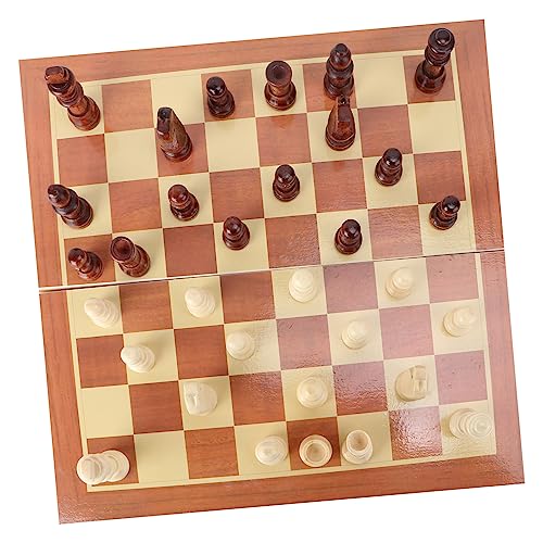 Alasum 3-Teiliges Set Faltschach Kinder schachspiel holzspielsachen Faltbares Schachbrett Schulschachspiel Reiseschachspiel Drafts-Brettspiel magnetisches Schach Dame Brettspiel Bambus von Alasum