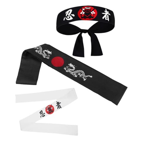 Alasum 3-teiliges Japanisches Karate-bandana Bushido-haarband Für Sushi-kochkostüm, Sport-kochkostüm-enthusiasten Für Authentischen Japanischen Look Und Leistung von Alasum