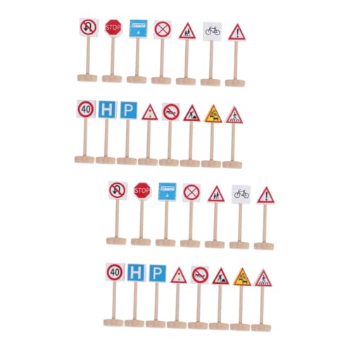 Alasum 30 STK Autospielzeug Für Kinder Verkehrsspielzeug Auto Verkehrszeichen Ampeln Für Kinder Verkehrszeichen-spielset Straßenschilder Verkehrszeichen, Spielzeug Kinderspielzeug Bambus von Alasum