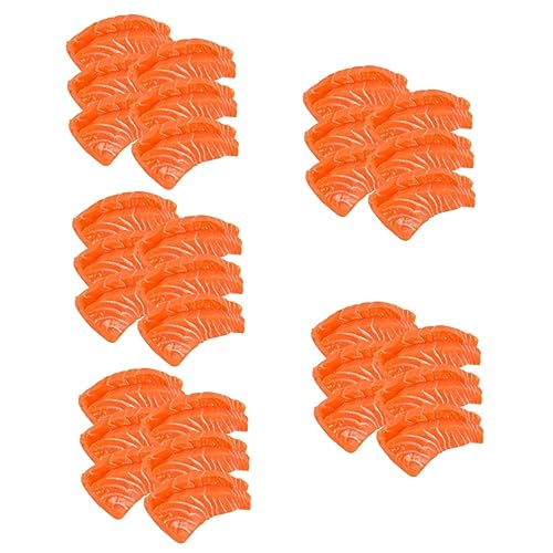 Alasum 30 STK Lachs Fotorequisite lachfas catchring Simulationslachs partydekoration ads realistische Kuchen künstliche Nigiri-Onigiri Fleisch-Stütze Lachsspielzeug für Kinder PVC Orange von Alasum