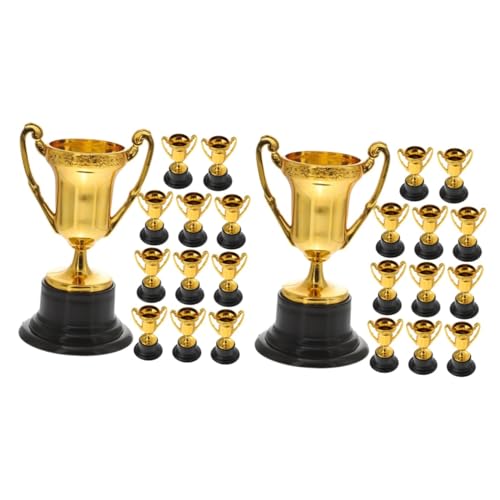 Alasum 30 Stk kleines Trophäenspielzeug Kinder Trophäe Kleine Auszeichnung Plastik Trophäe Wettkampf Trophäe Kleine Trophäe deko Plastiktrophäen Zarte Trophäen für gewonnene Preise Golden von Alasum