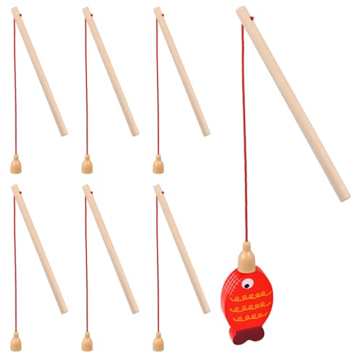 Alasum 32 STK Angelrute Aus Holz Magnetstifte Für Kinder Magnetisches Angelspiel Schwimmende Fisch-kleinkindstangen Magnetisches Angelzubehör Angelspiel Für Kleinkinder Haken Pole Hölzern von Alasum