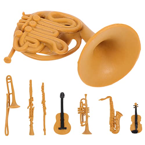 Alasum 32 STK Musikinstrument-Set-Modell Trompetenzubehör Horn-Trompeten-Statue Miniatur-Instrument-Spielzeug Miniaturinstrument Figuren Aus Musikinstrumenten Desktop-Spielzeug PVC Brown von Alasum