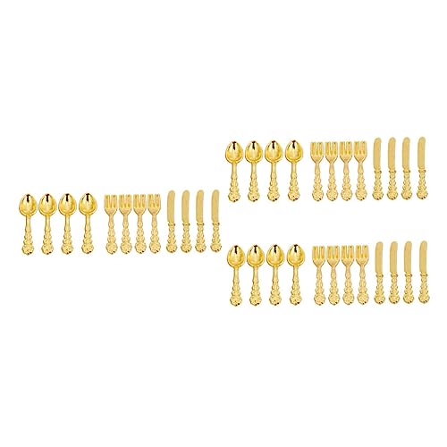 Alasum 36St Messer und Spielzeug Zubehör Puppenhausbesteck Küchenzubehör Miniaturen Living Room Decoration wohnzimmerdeko Mini-Besteck-Spielzeug Miniaturbesteck aus Legierung Golden von Alasum