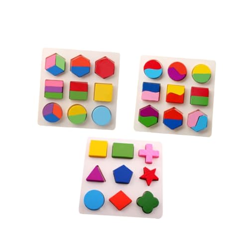 Alasum 3St Geometrie-Puzzle Form des Vorschullernens Schmusespielzeug Farblernpuzzle Kinder holzpuzzle Kinder holzspielzeug Früherziehungsspielzeug Geometrieerkennungsspielzeug Bambus von Alasum