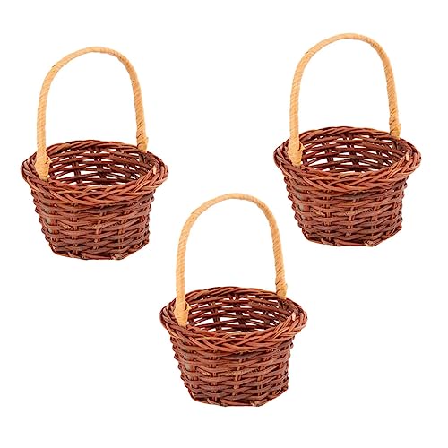 Alasum 3St Handtasche ablagekörbe kühlkorb einkaufskorb ziernieten Puppenhausdekoration Korbdekor Aufbewahrungskörbe aus Korbgeflecht Korbverzierung aus Rattan Mini-Hausaccessoire Coffee von Alasum