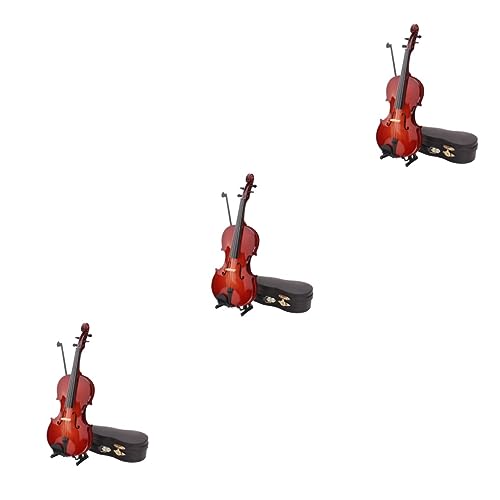 Alasum 3St Heimdekoration Desktop-Geigenornament Mini-Geige basteln Musikalisches Accessoire Musikalisches Dekorationsobjekt Violine Handwerk Musikinstrumentenmodell Hölzern Brown von Alasum