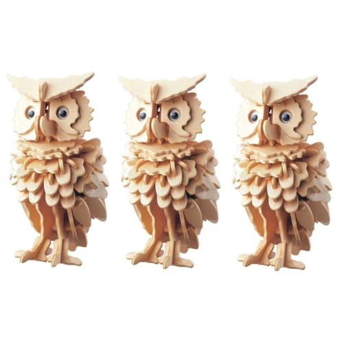 Alasum 3St Holzspielzeug Kinder Puzzle rätselbuch Kinder Erwachsenen Puzzle Owl Educational Toy rätsel Erwachsene Owl Manipulative Toy Puzzlematte 3D-Rätsel Puzzles aus Holz Hölzern von Alasum