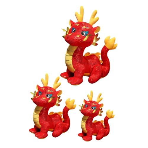 Alasum 3St Jahr der Drachen-Maskottchen-Puppe tragen Einhorn-Kit Miniatur Monster drachenfiguren Drachen Kuscheltier Drachenspielzeug im chinesischen Stil Drachenpuppe PP Baumwolle von Alasum